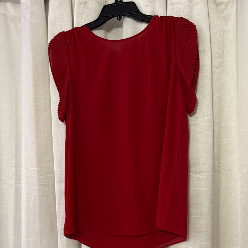 Naked Zebra Vibrant Red Blouse with Pleated Sleeves